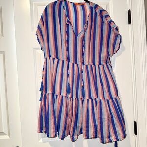 Oliphant Side Tie Tassel Riviera Blue Stripe Dress